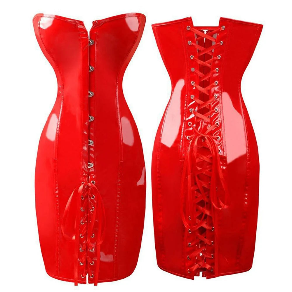 Lace Up Strapless Corset Dress PVC