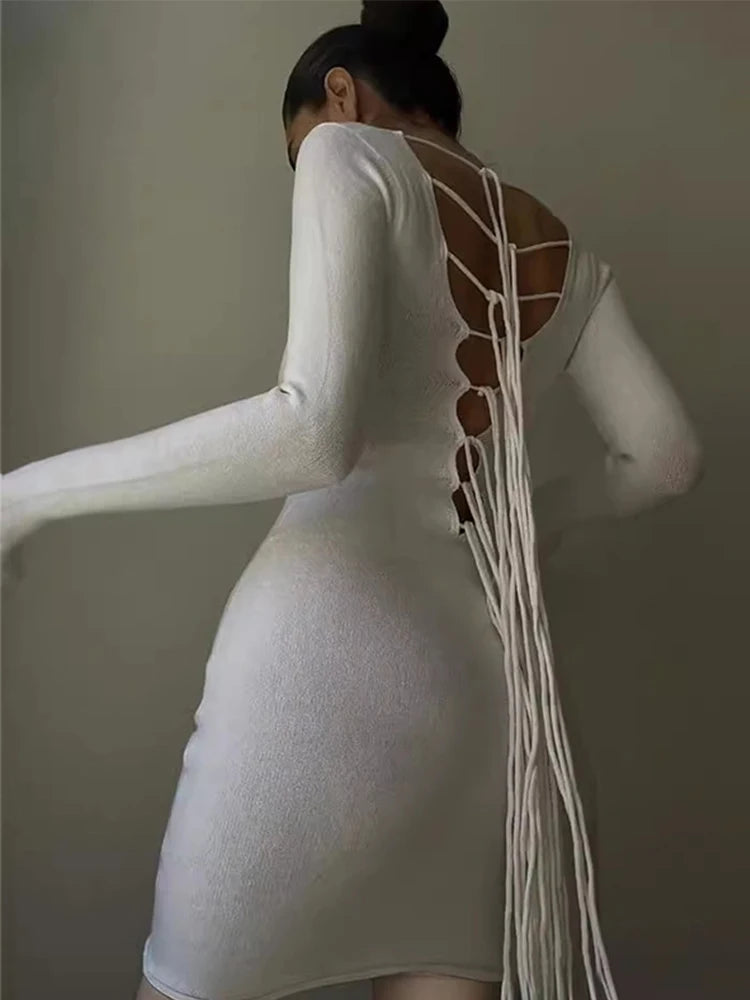 Hollowed Out Knit Dress