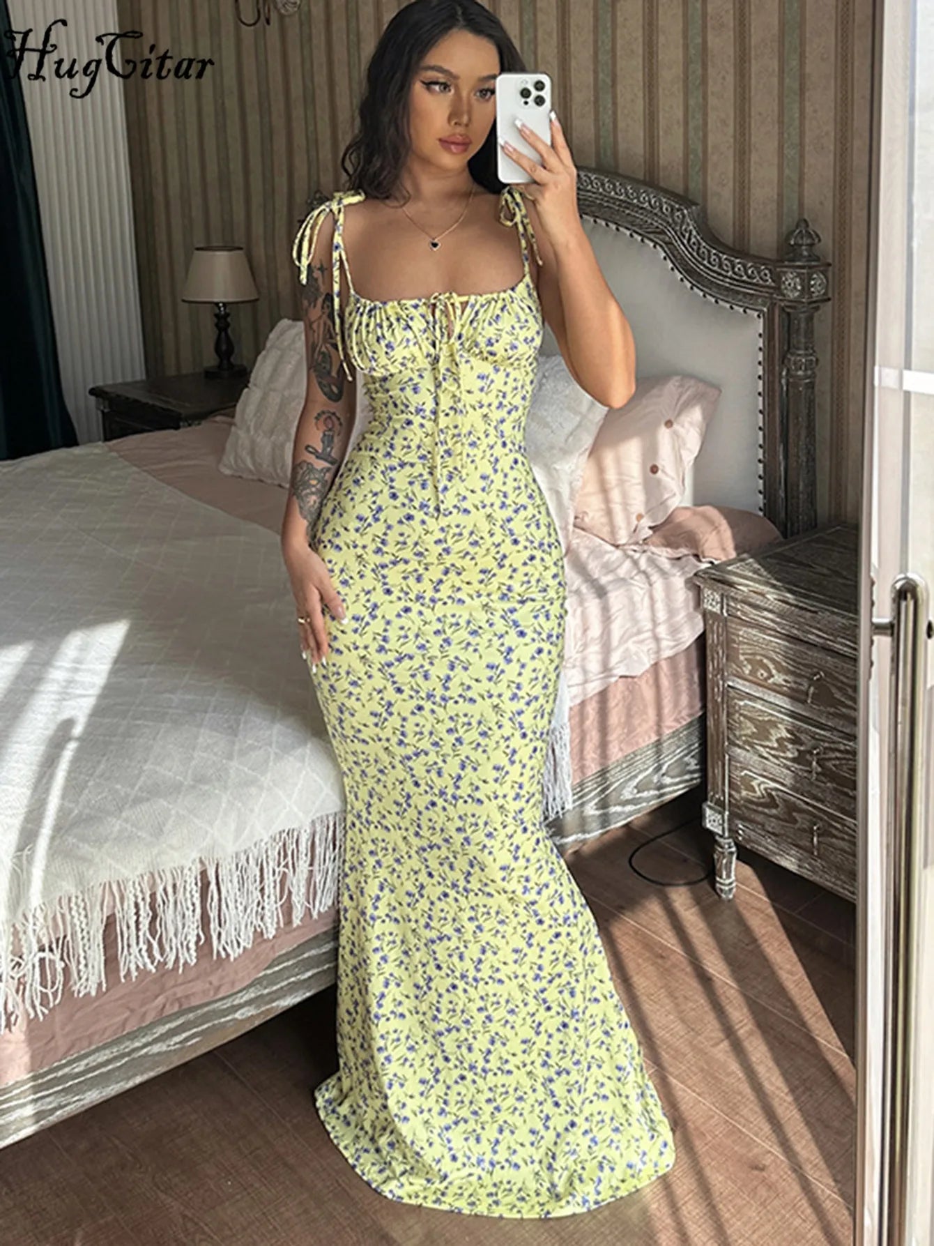 Floral Beach Vacation Bodycon Long Dress