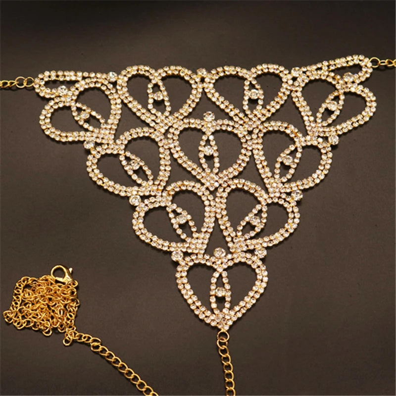 Crystal Rhinestone Heart Body Chain Harness and or Bling Bikini Lingerie
