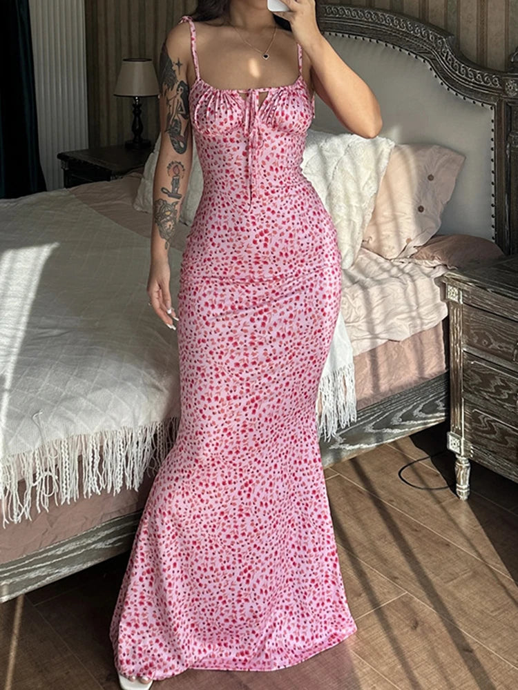 Floral Beach Vacation Bodycon Long Dress