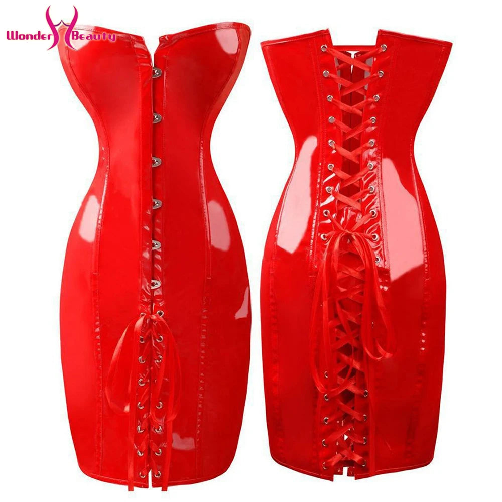 Lace Up Strapless Corset Dress PVC