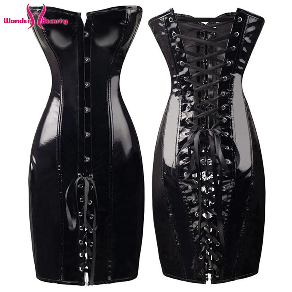Lace Up Strapless Corset Dress PVC