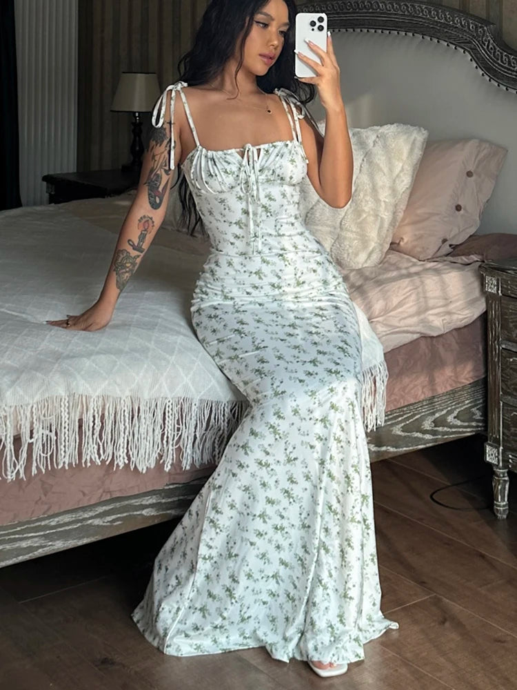 Floral Beach Vacation Bodycon Long Dress